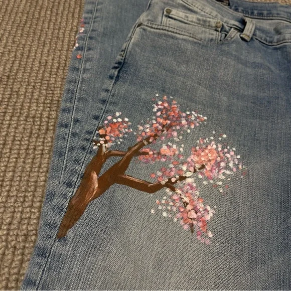 HANDPAINTED Pepe Jeans Slim Fit Mid Waist Jeans (27) - Picture 6 of 13